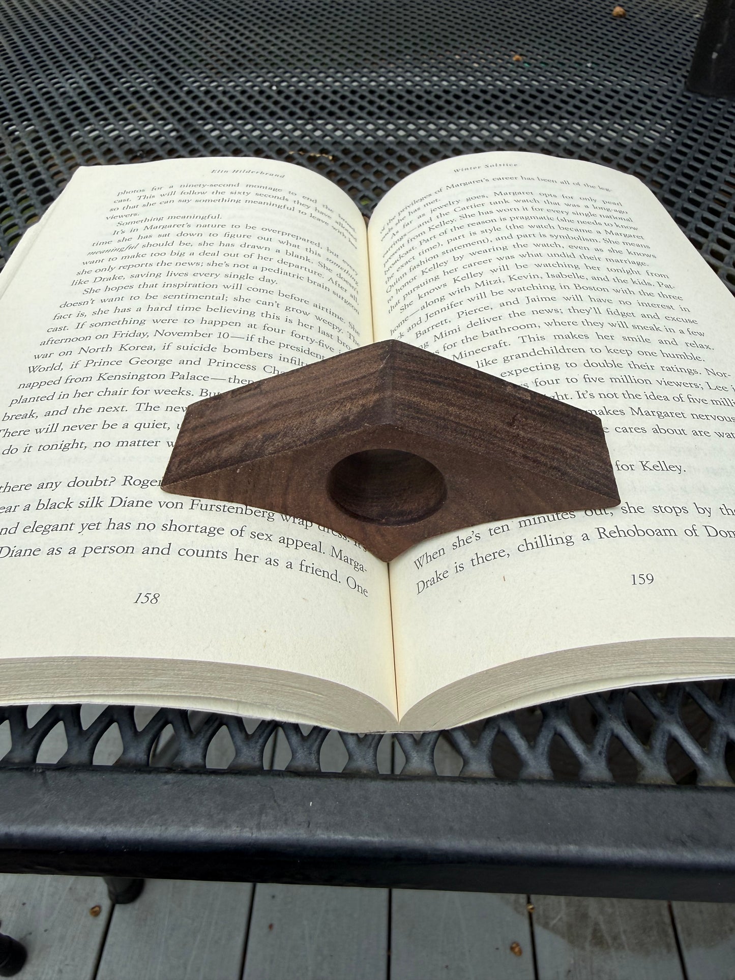 Thumb book page holder made from scrap hardwood in Connecticut