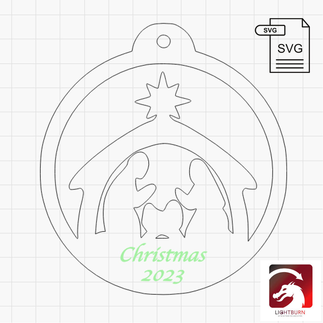 Personalizable Nativity Ornament – Laser Cut Christmas Decoration (SVG & Lightburn)