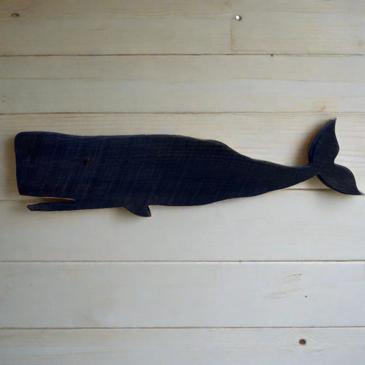 Handmade wooden whale wall art by Wet Nose Woodworks, inspired by Cape Cod summers