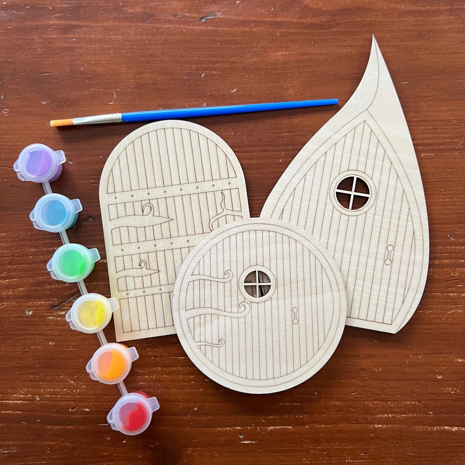 Fairy Garden House Door paint kits - Kid crafts - Wet Nose Woodworks
