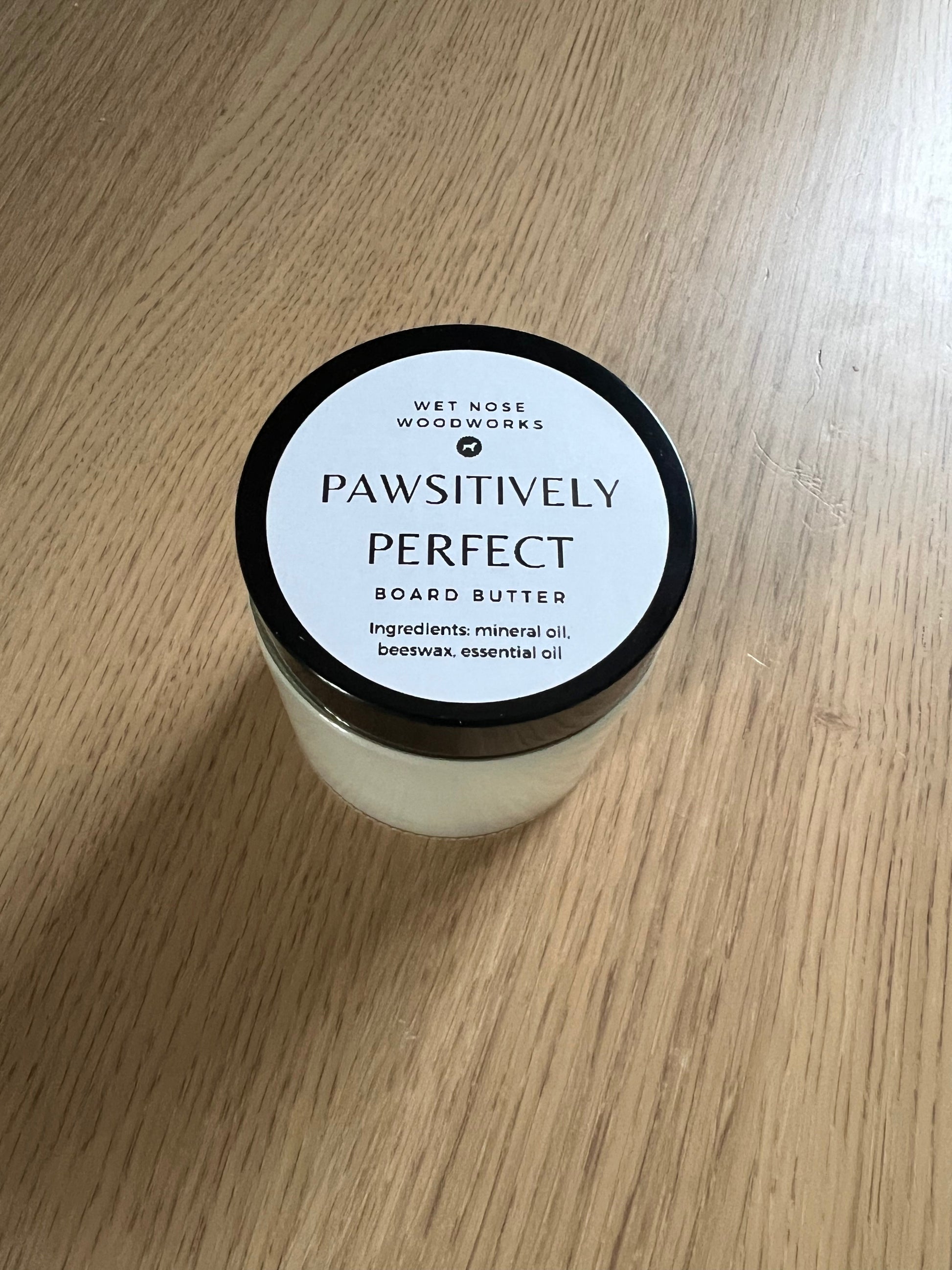 Jar of Pawsitively Perfect board butter wood conditioner
