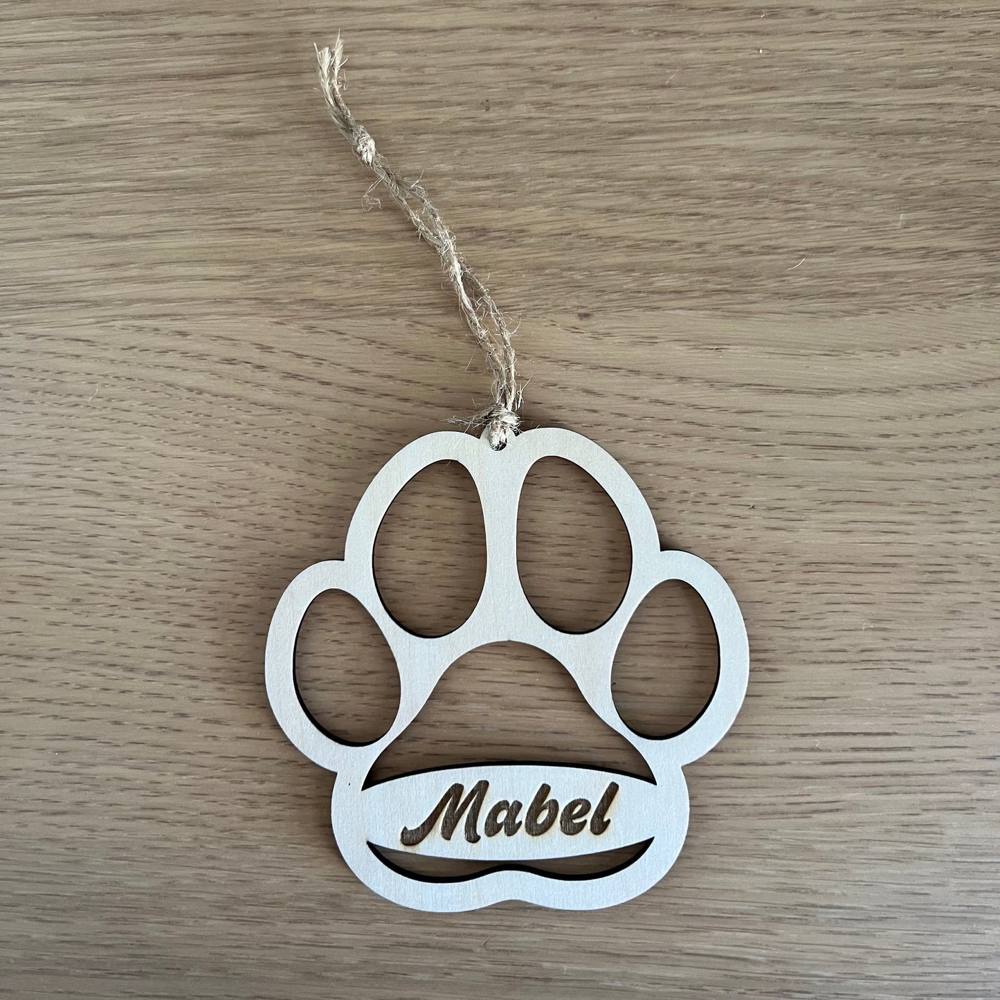Personalized Wooden Dog Paw Ornament — Pet Memorial Keepsake