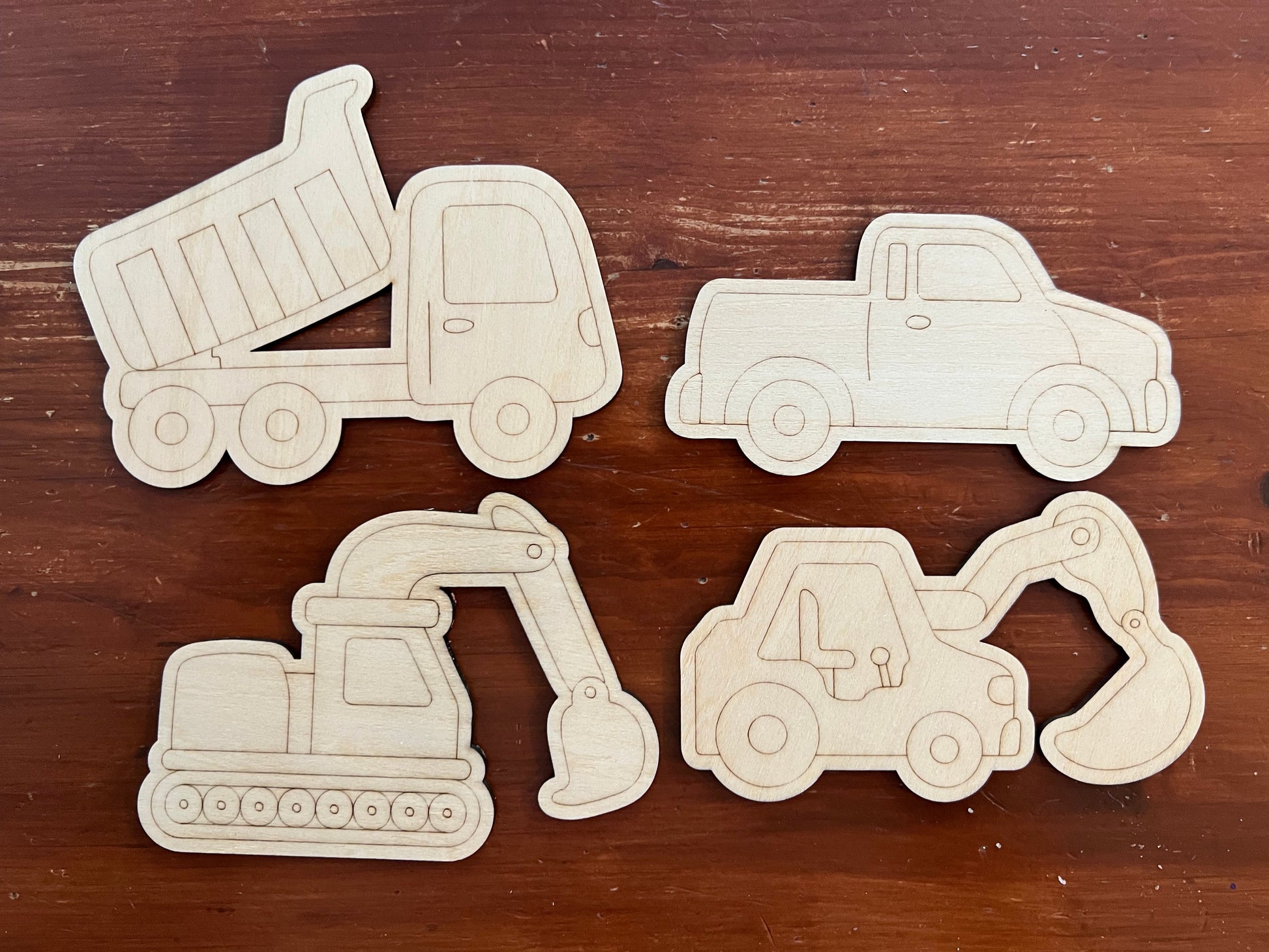 Construction vehicle wooden paint kit for kids