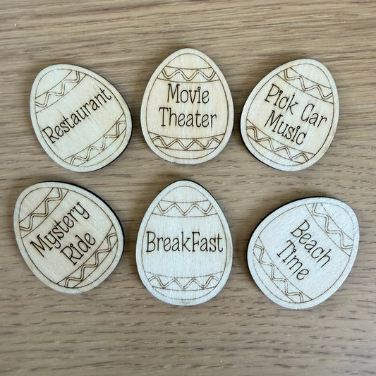 Custom wooden Easter egg reward tokens personalized for kids
