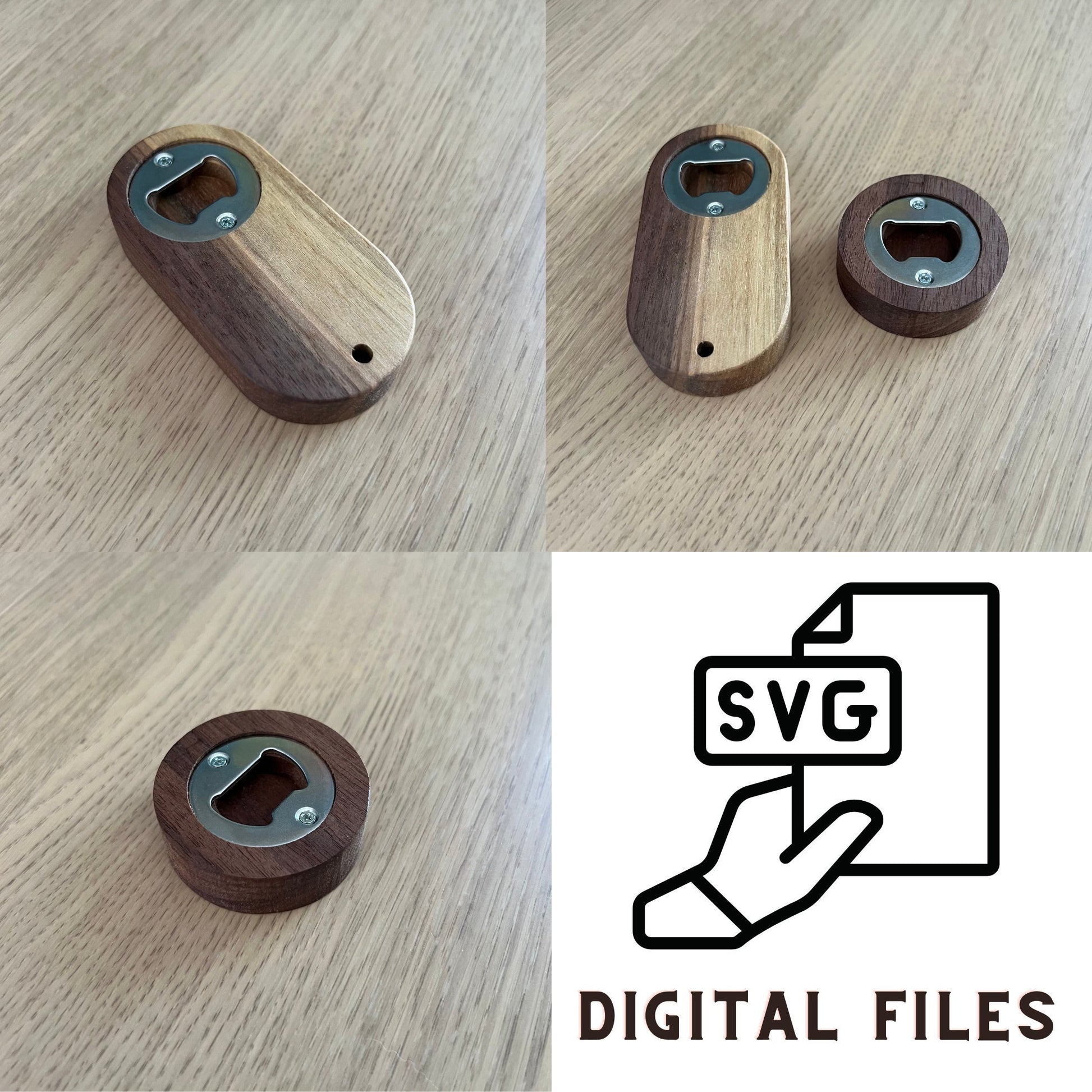 Wet Nose Woodworks offers 3 Bottle Opener Designs—SVG files and Easel project link—for CNCs like Onefinity, xCarve, Shapeoko, and Longmill. Perfect for your next DIY or CNC project.