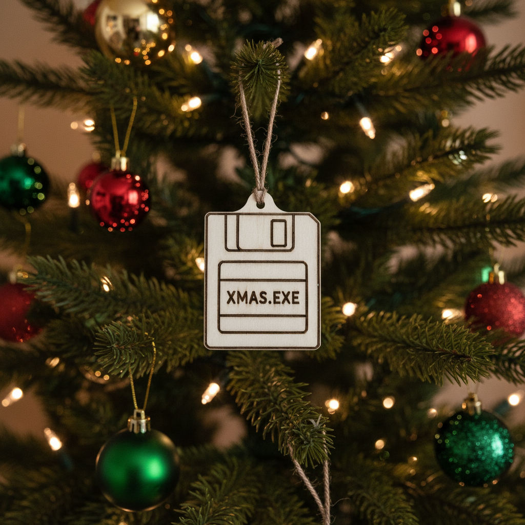 Retro Tech Holiday Ornament Set – “Merry .EXE-Mas” Collection