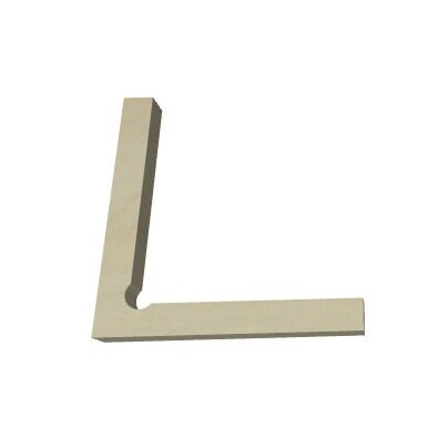 A grid with bold black lines forms mirrored shapes split by a diagonal; each has semicircles and small yellow rectangles resembling the Wet Nose Woodworks 90 Degree Corner Clamp & CNC Corner Fence, for machines like Onefinity, xCarve, Shapeoko, and more.