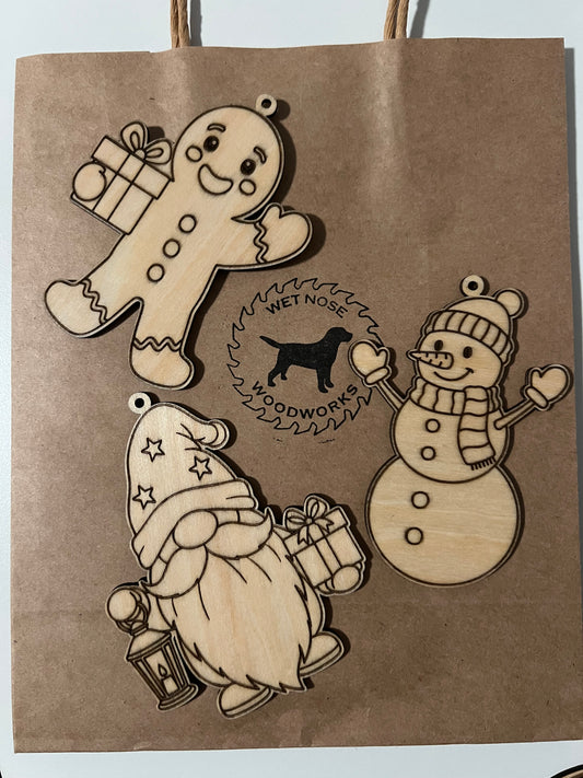 Holiday Ornament Paint Kit – Set of 3 (Gnome, Snowman & Gingerbread)