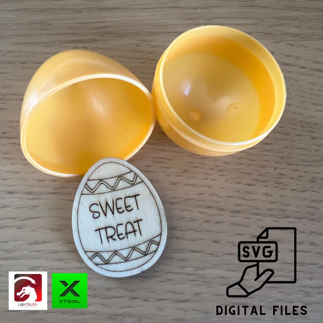 Wet Nose Woodworks Easter Egg Reward Tokens SVG—digital files for XTool, LightBurn, Glowforge & Omtech—feature engraved activity ideas like Picnic & Zoo Day. Perfect for kids’ Easter hunts; logos in corner. Instant download.
