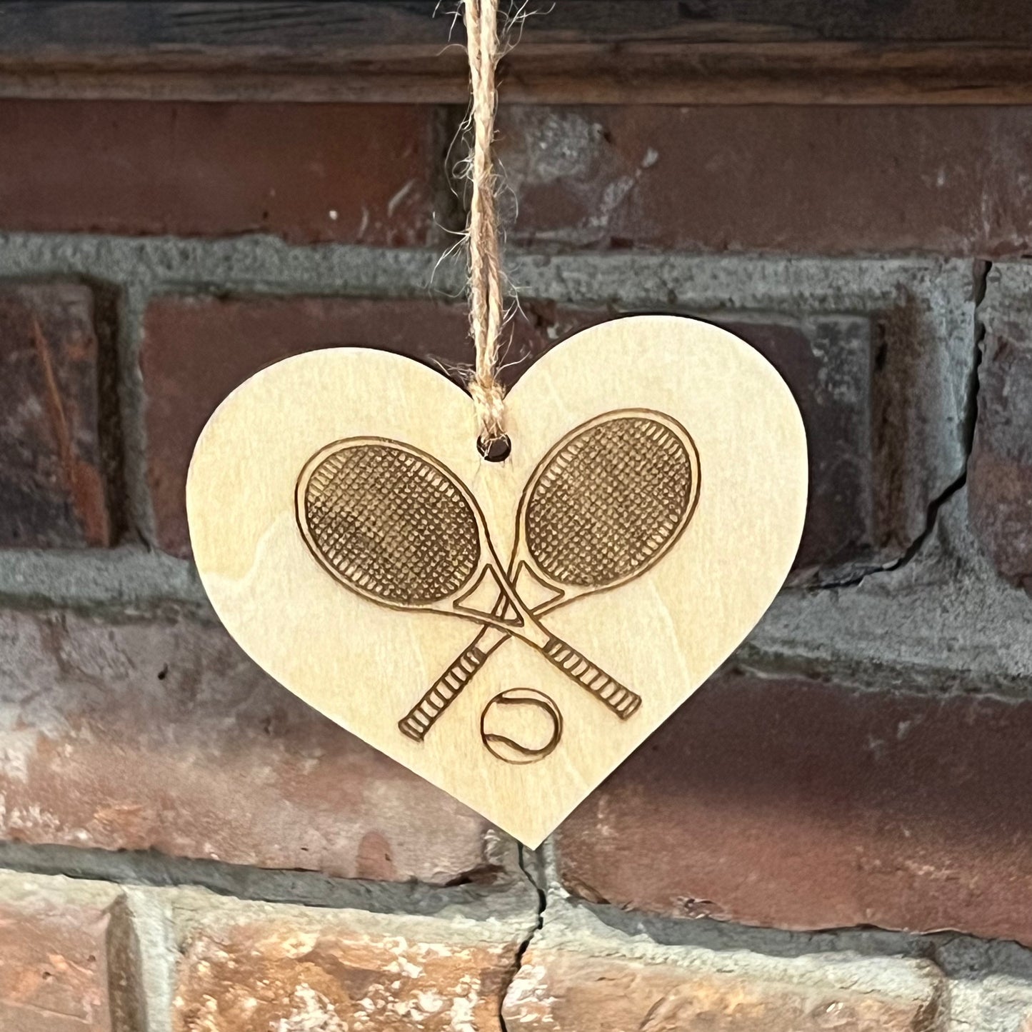 Tennis Heart Ornament – Handmade Wooden Gift for Tennis Lovers