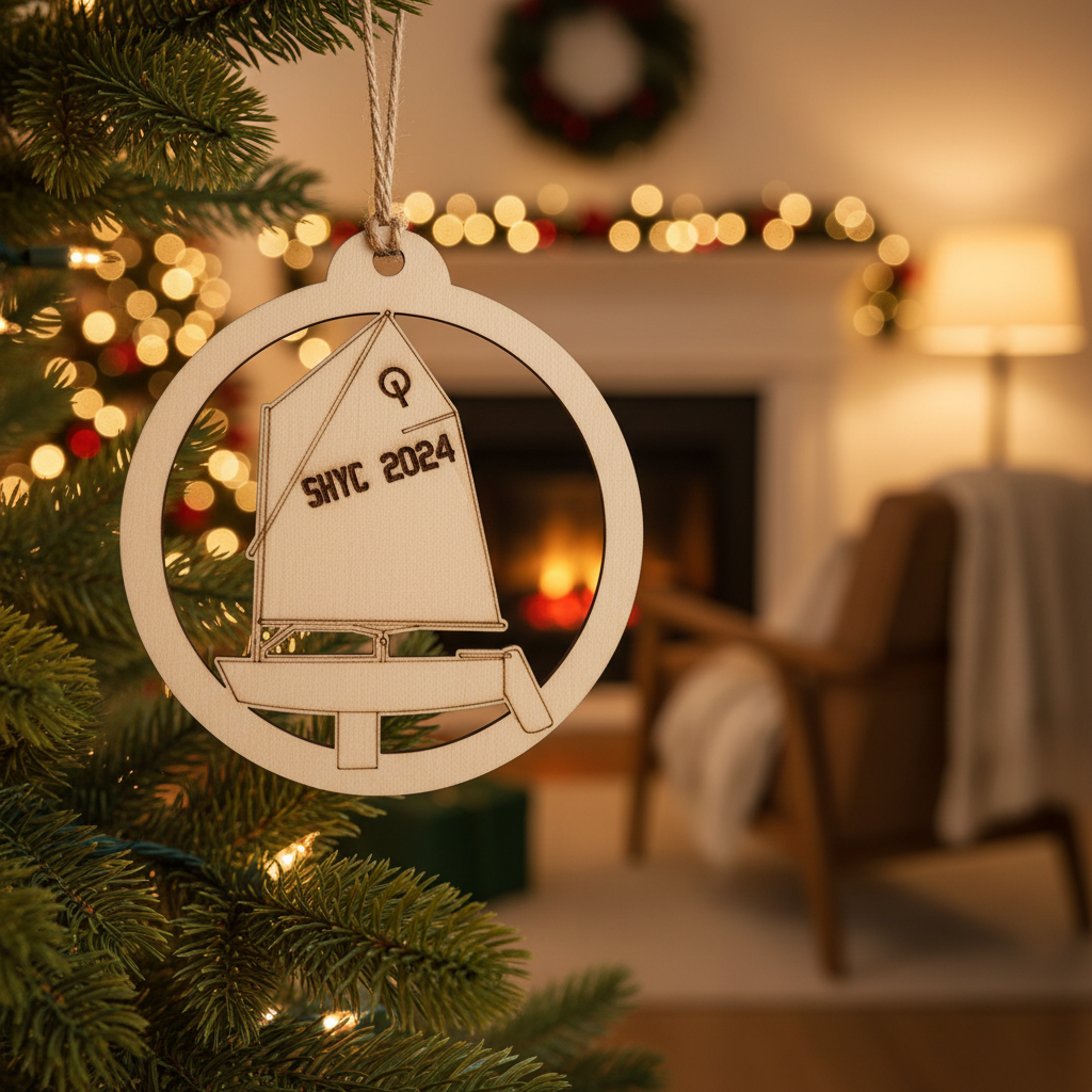 Personalized Optimist Sailboat Ornament – Custom Yacht Club & Year