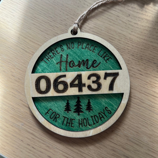 Custom ZIP Code “There’s No Place Like Home” Holiday Ornament