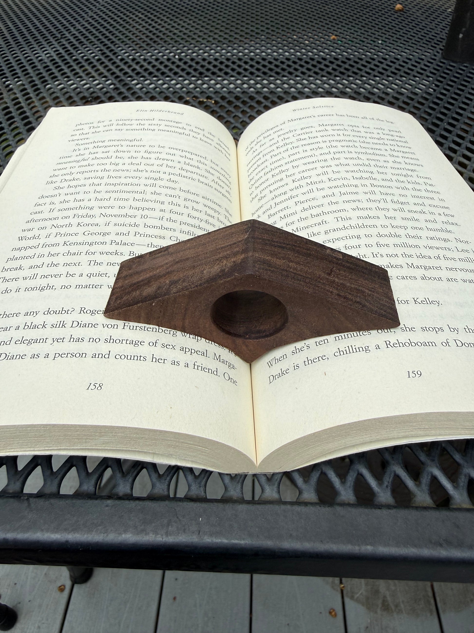 Thumb book page holder made from scrap hardwood in Connecticut