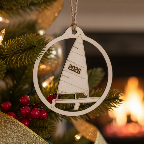 Personalized Laser / ILCA Sailboat Ornament – Custom Yacht Club & Year