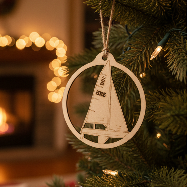 Personalized Sonar Sailboat Ornament – Custom Yacht Club & Year