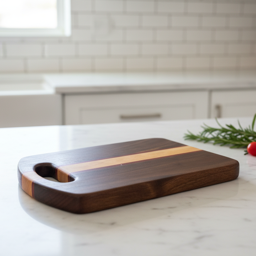 Artisan Board #30 | Handcrafted Walnut, Cherry & Padauk Board with Handle