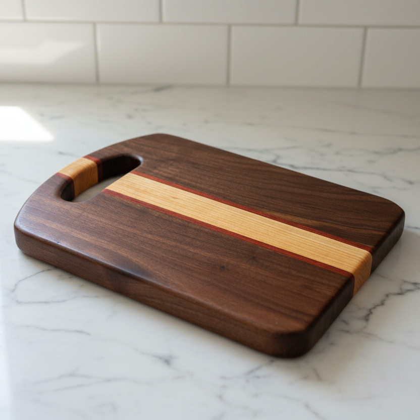 Artisan Board #30 | Handcrafted Walnut, Cherry & Padauk Board with Handle