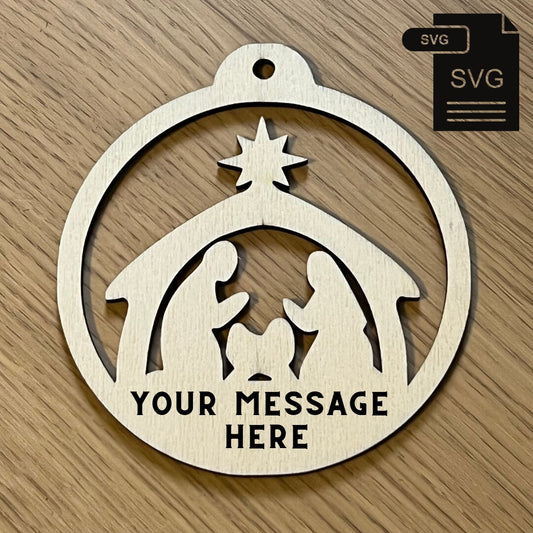 Personalizable Nativity Ornament – Laser Cut Christmas Decoration (SVG & Lightburn)