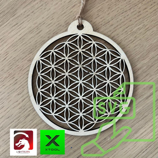 Flower of Life SVG Laser Cut Ornament File + Printable Quote Card – xTool | LightBurn | Glowforge | Omtech – Digital Download | Laser Ready