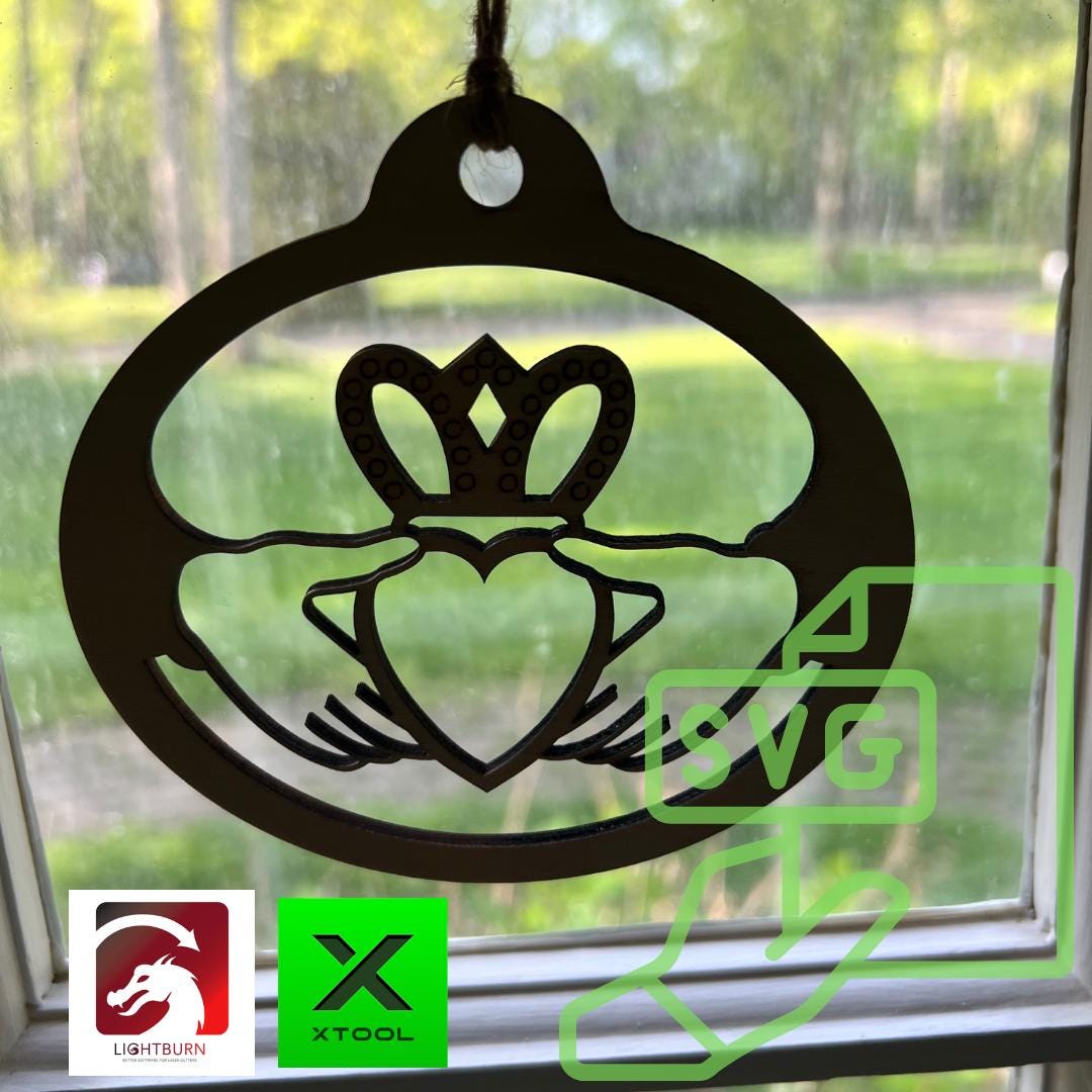 Claddagh Ornament SVG – Irish Love, Loyalty, Friendship Symbol Laser Cut File – xTool, LightBurn, Glowforge – Digital Download for Laser