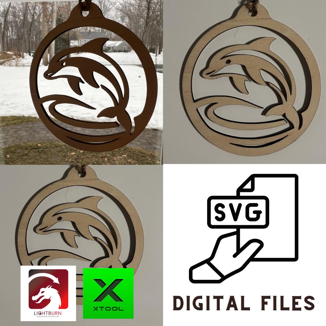 Digital Dolphin Ornament & Inspirational Card Templates – Laser Cut Files (SVG, PDF)