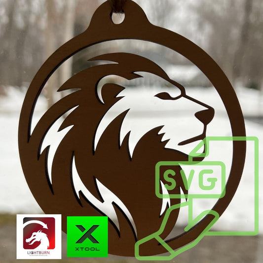Lion Ornament Laser Cut Template – SVG, Lightburn, XCS Files (Digital Download)