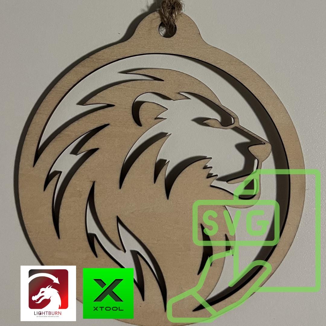 Lion Ornament Laser Cut Template – SVG, Lightburn, XCS Files (Digital Download)