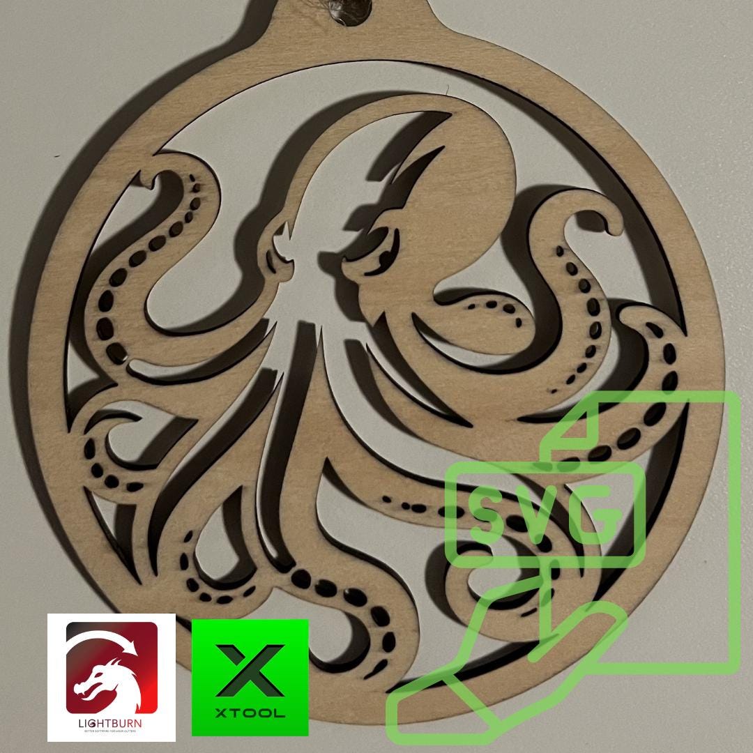 Digital Octopus Ornament & Card Laser Cut Files – SVG, Lightburn, XCS Template
