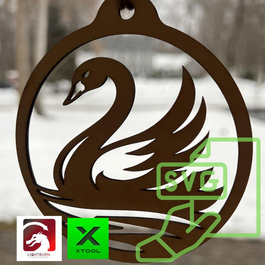 Digital Swan Ornament & inspirational Card Files - PDF, SVG, Lightburn, Laser Cut Template Bird Love Symbol - DIY Craft xTool Gift