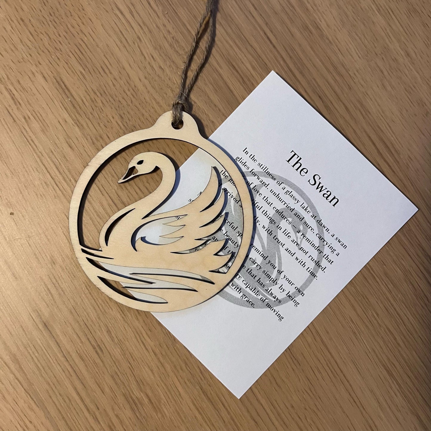 Digital Swan Ornament & inspirational Card Files - PDF, SVG, Lightburn, Laser Cut Template Bird Love Symbol - DIY Craft xTool Gift