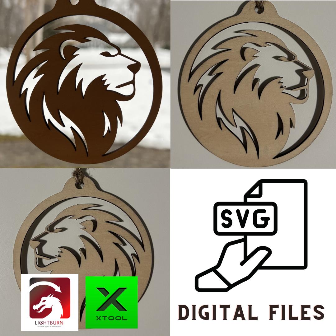 Lion Ornament Laser Cut Template – SVG, Lightburn, XCS Files (Digital Download)
