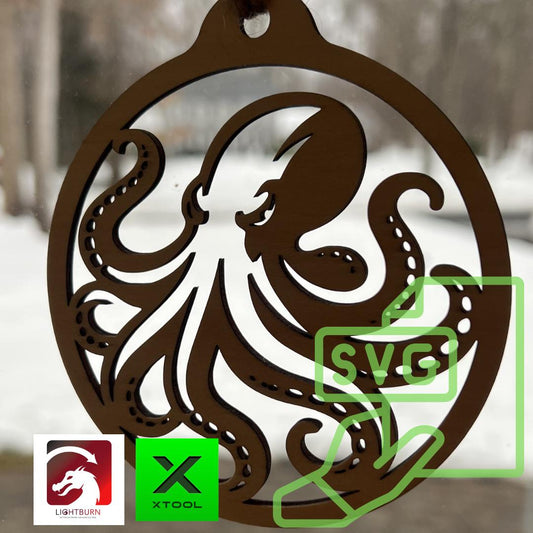 Digital Octopus Ornament & Card Laser Cut Files – SVG, Lightburn, XCS Template
