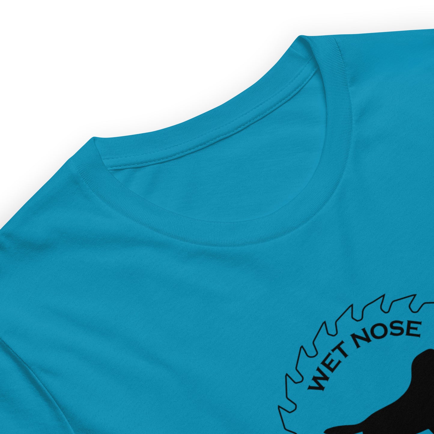 Wet Nose Woodworks logo t-shirt in Aqua, product detail view