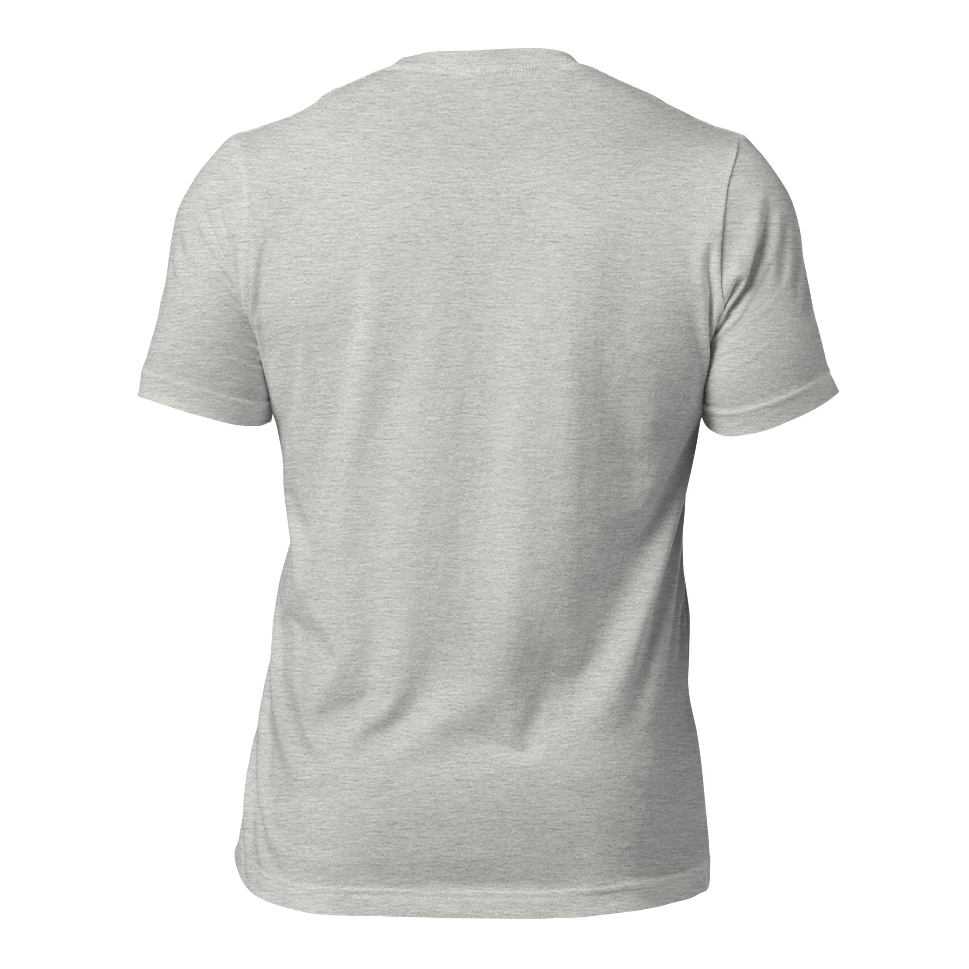 Wet Nose Woodworks logo t-shirt in Athletic Heather, back view, alternate angle