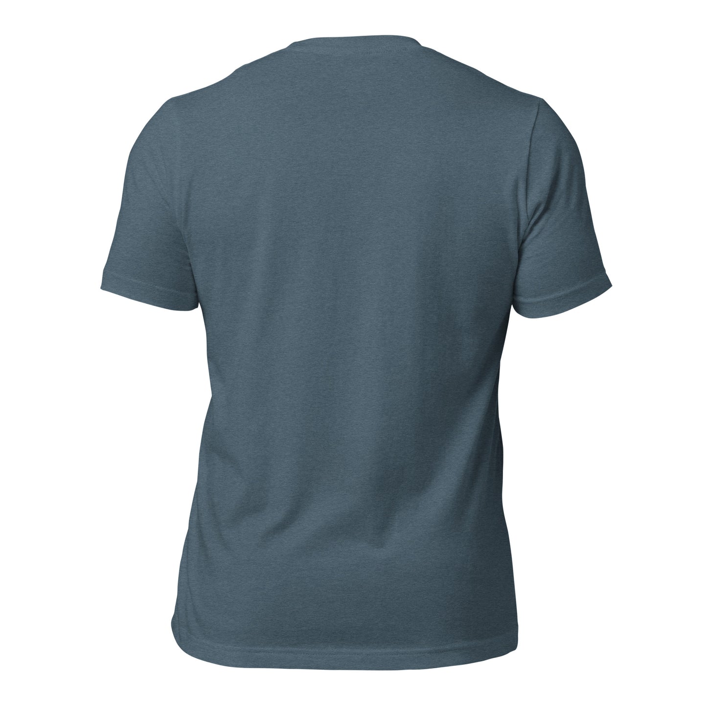 Wet Nose Woodworks logo t-shirt in Heather Slate, back view, alternate angle
