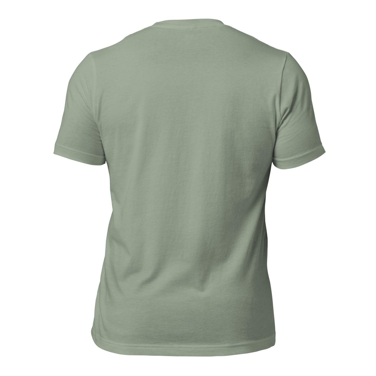 Wet Nose Woodworks logo t-shirt in Sage, back view, alternate angle